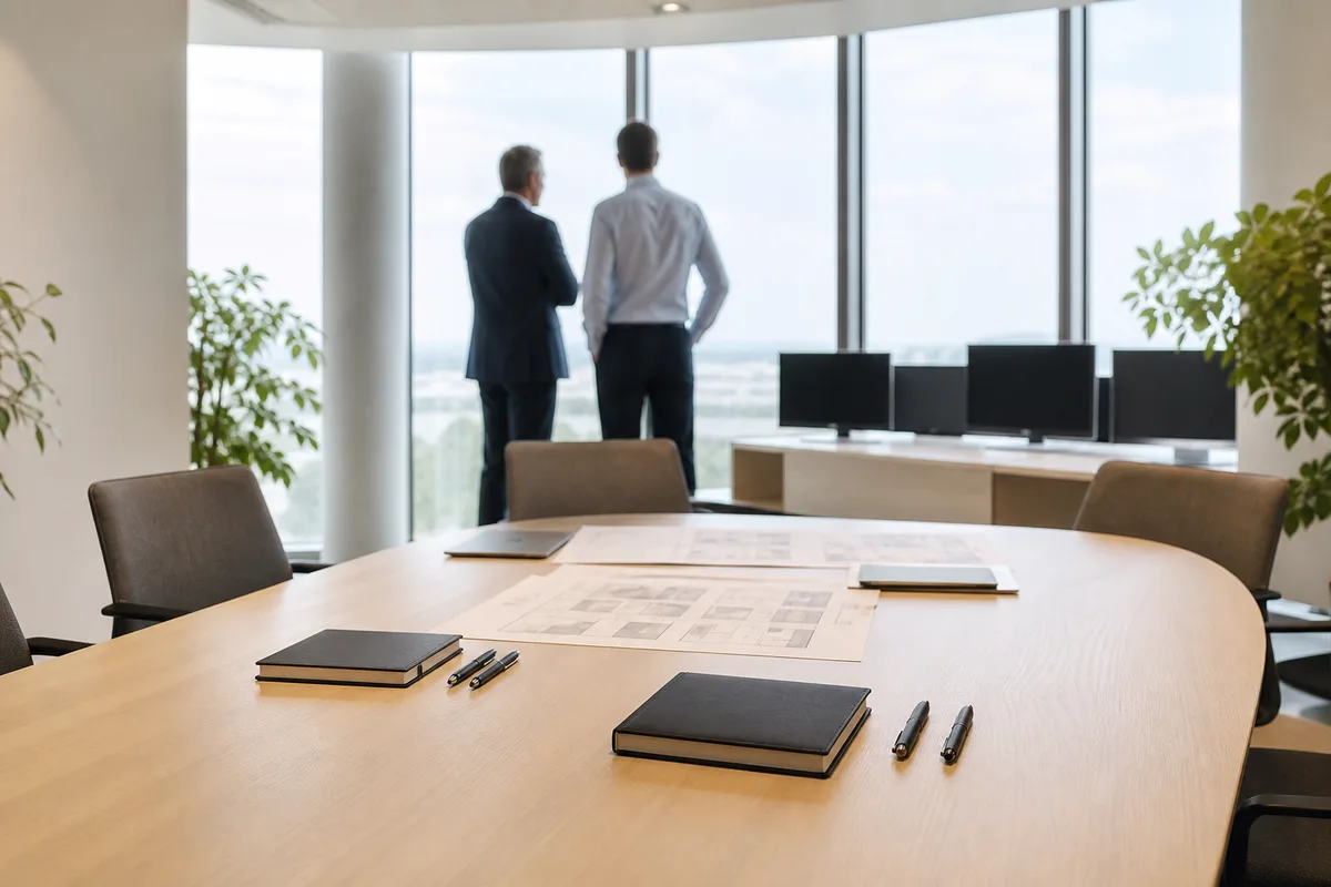 Réunion de travail entre consultants autour d&rsquo;un plan de transformation